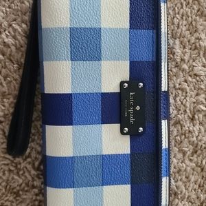 Kate Spade Blue Plaid Wristlet